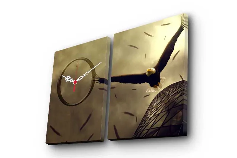 Dekorativ Canvasmålning med Klocka 2 Delar, Flerfärgad