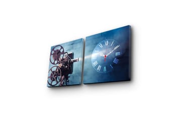 Dekorativ Canvasmålning med Klocka 2 Delar - Flerfärgad - Inredning - Väggdekor - Väggklocka & väggur