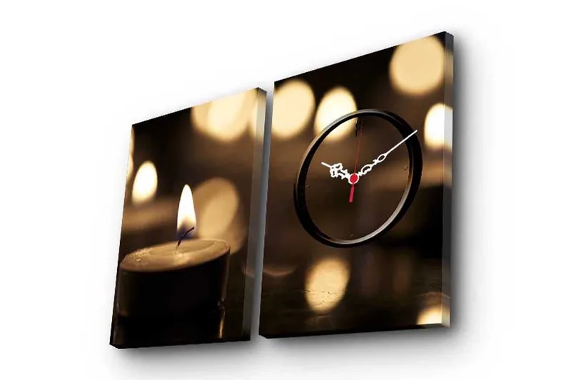 Dekorativ Canvasmålning med Klocka 2 Delar, Flerfärgad