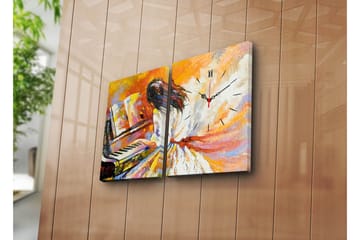 Dekorativ Canvasmålning med Klocka 2 Delar - Flerfärgad - Inredning - Väggdekor - Väggklocka & väggur