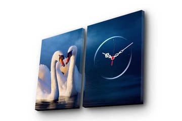 Dekorativ Canvasmålning med Klocka 2 Delar - Flerfärgad - Inredning - Väggdekor - Väggklocka & väggur