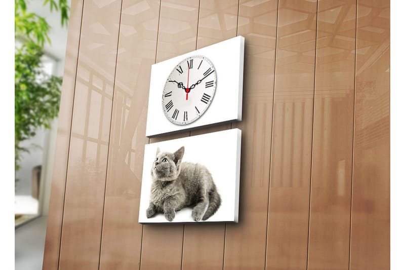 Dekorativ Canvasmålning med Klocka 2 Delar, Flerfärgad