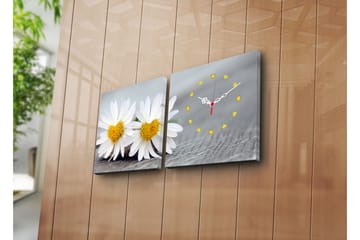 Dekorativ Canvasmålning med Klocka 2 Delar - Flerfärgad - Inredning - Väggdekor - Väggklocka & väggur