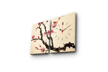 Dekorativ Canvasmålning med Klocka 2 Delar - Flerfärgad - Inredning - Väggdekor - Väggklocka & väggur