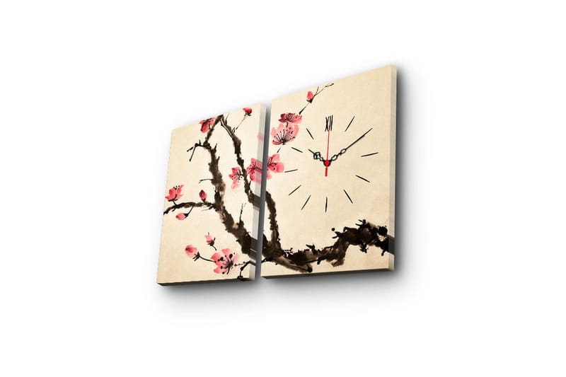 Dekorativ Canvasmålning med Klocka 2 Delar - Flerfärgad - Inredning - Väggdekor - Väggklocka & väggur