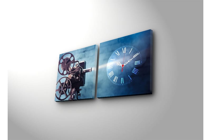 Dekorativ Canvasmålning med Klocka 2 Delar - Flerfärgad - Inredning - Väggdekor - Väggklocka & väggur