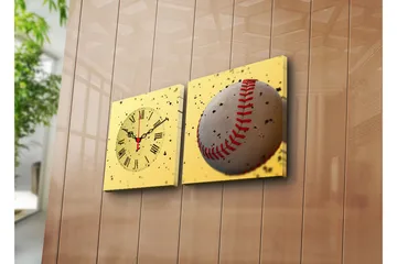 Dekorativ Canvasmålning med Klocka 2 Delar - Flerfärgad - Inredning - Väggdekor - Väggklocka & väggur