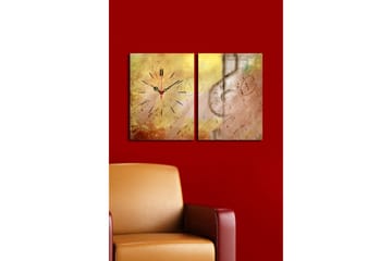 Dekorativ Canvasmålning med Klocka 2 Delar - Flerfärgad - Inredning - Väggdekor - Väggklocka & väggur