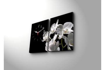 Dekorativ Canvasmålning med Klocka 2 Delar - Flerfärgad - Inredning - Väggdekor - Väggklocka & väggur