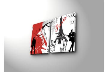 Dekorativ Canvasmålning med Klocka 2 Delar - Flerfärgad - Inredning - Väggdekor - Väggklocka & väggur