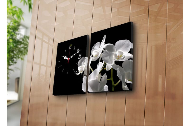 Dekorativ Canvasmålning med Klocka 2 Delar, Flerfärgad