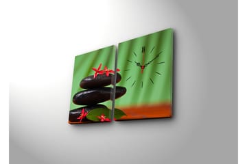 Dekorativ Canvasmålning med Klocka 2 Delar - Flerfärgad - Inredning - Väggdekor - Väggklocka & väggur