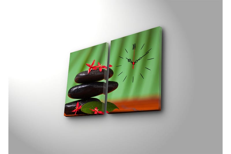 Dekorativ Canvasmålning med Klocka 2 Delar - Flerfärgad - Inredning - Väggdekor - Väggklocka & väggur