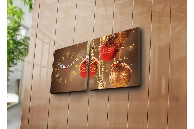 Dekorativ Canvasmålning med Klocka 2 Delar, Flerfärgad