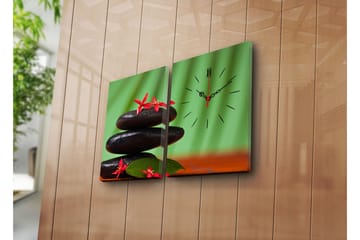 Dekorativ Canvasmålning med Klocka 2 Delar - Flerfärgad - Inredning - Väggdekor - Väggklocka & väggur