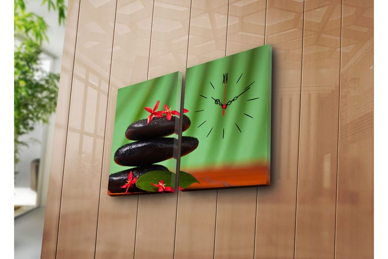 Dekorativ Canvasmålning med Klocka 2 Delar, Flerfärgad