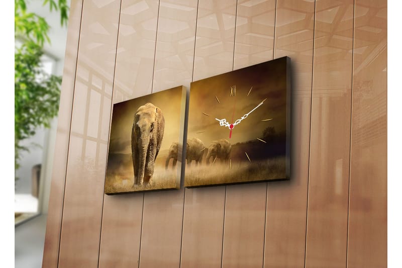 Dekorativ Canvasmålning med Klocka 2 Delar, Flerfärgad