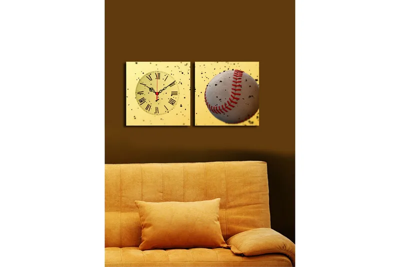 Dekorativ Canvasmålning med Klocka 2 Delar - Flerfärgad - Inredning - Väggdekor - Väggklocka & väggur