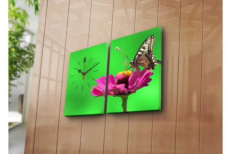 Dekorativ Canvasmålning med Klocka 2 Delar, Flerfärgad