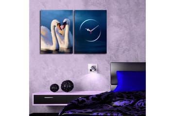 Dekorativ Canvasmålning med Klocka 2 Delar - Flerfärgad - Inredning - Väggdekor - Väggklocka & väggur