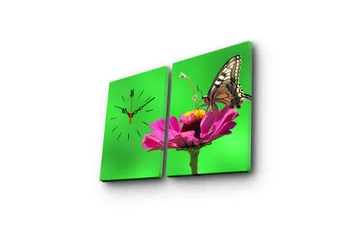 Dekorativ Canvasmålning med Klocka 2 Delar - Flerfärgad - Inredning - Väggdekor - Väggklocka & väggur