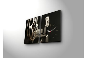 Dekorativ Canvasmålning med Klocka 2 Delar - Flerfärgad - Inredning - Väggdekor - Väggklocka & väggur