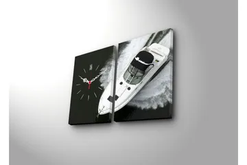 Dekorativ Canvasmålning med Klocka 2 Delar - Flerfärgad - Inredning - Väggdekor - Väggklocka & väggur