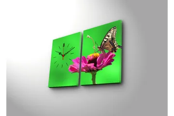 Dekorativ Canvasmålning med Klocka 2 Delar - Flerfärgad - Inredning - Väggdekor - Väggklocka & väggur