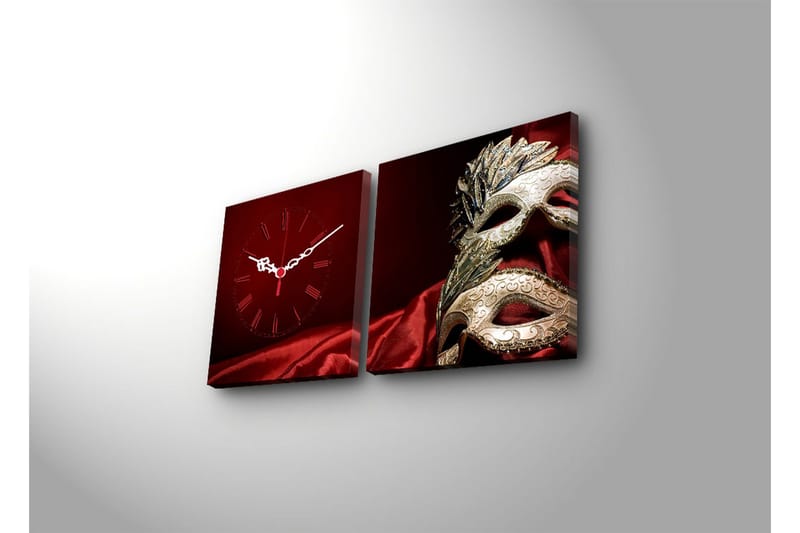 Dekorativ Canvasmålning med Klocka 2 Delar - Flerfärgad - Inredning - Väggdekor - Väggklocka & väggur