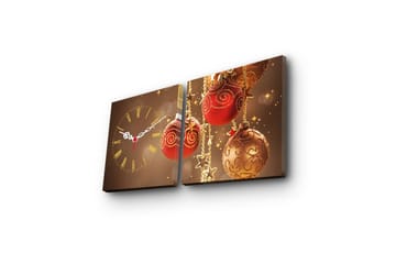 Dekorativ Canvasmålning med Klocka 2 Delar - Flerfärgad - Inredning - Väggdekor - Väggklocka & väggur