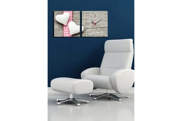 Dekorativ Canvasmålning med Klocka 2 Delar - Flerfärgad - Inredning - Väggdekor - Väggklocka & väggur