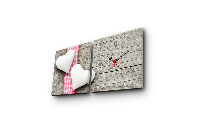 Dekorativ Canvasmålning med Klocka 2 Delar - Flerfärgad - Inredning - Väggdekor - Väggklocka & väggur