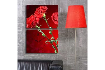 Dekorativ Canvasmålning med Klocka 2 Delar - Flerfärgad - Inredning - Väggdekor - Väggklocka & väggur