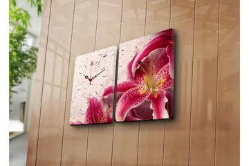 Dekorativ Canvasmålning med Klocka 2 Delar - Flerfärgad - Inredning - Väggdekor - Väggklocka & väggur