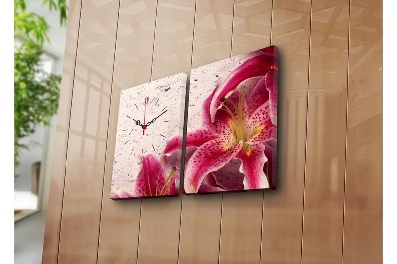 Dekorativ Canvasmålning med Klocka 2 Delar, Flerfärgad