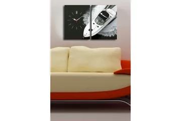 Dekorativ Canvasmålning med Klocka 2 Delar - Flerfärgad - Inredning - Väggdekor - Väggklocka & väggur