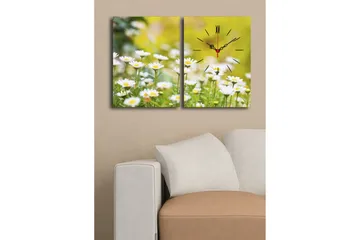 Dekorativ Canvasmålning med Klocka 2 Delar - Flerfärgad - Inredning - Väggdekor - Väggklocka & väggur