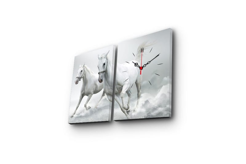 Dekorativ Canvasmålning med Klocka 2 Delar - Flerfärgad - Inredning - Väggdekor - Väggklocka & väggur