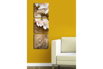 Dekorativ Canvasmålning med Klocka 3 Delar - Flerfärgad - Inredning - Väggdekor - Väggklocka & väggur