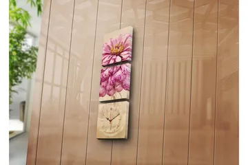 Dekorativ Canvasmålning med Klocka 3 Delar - Flerfärgad - Inredning - Väggdekor - Väggklocka & väggur