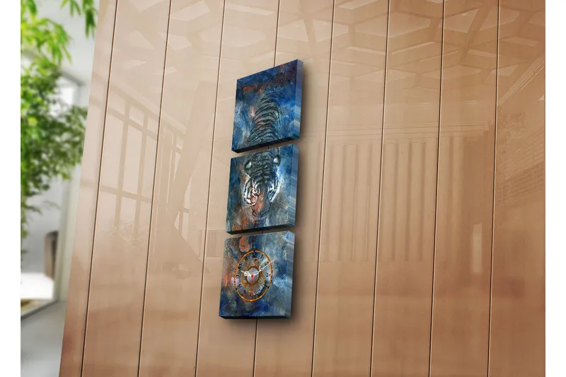 Dekorativ Canvasmålning med Klocka 3 Delar, Flerfärgad