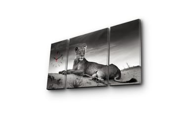 Dekorativ Canvasmålning med Klocka 3 Delar - Flerfärgad - Inredning - Väggdekor - Väggklocka & väggur