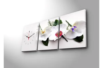 Dekorativ Canvasmålning med Klocka 3 Delar - Flerfärgad - Inredning - Väggdekor - Väggklocka & väggur