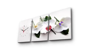 Dekorativ Canvasmålning med Klocka 3 Delar - Flerfärgad - Inredning - Väggdekor - Väggklocka & väggur