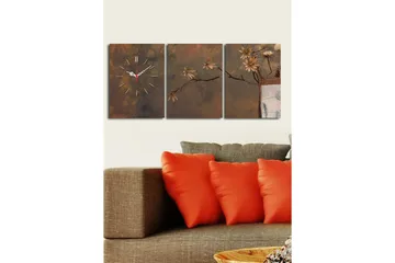 Dekorativ Canvasmålning med Klocka 3 Delar - Flerfärgad - Inredning - Väggdekor - Väggklocka & väggur