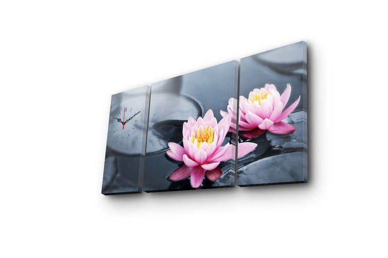 Dekorativ Canvasmålning med Klocka 3 Delar - Flerfärgad - Inredning - Väggdekor - Väggklocka & väggur