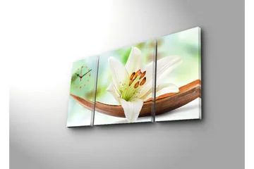 Dekorativ Canvasmålning med Klocka 3 Delar - Flerfärgad - Inredning - Väggdekor - Väggklocka & väggur