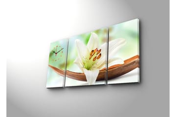 Dekorativ Canvasmålning med Klocka 3 Delar - Flerfärgad - Inredning - Väggdekor - Väggklocka & väggur