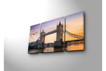 Dekorativ Canvasmålning med Klocka 3 Delar - Flerfärgad - Inredning - Väggdekor - Väggklocka & väggur