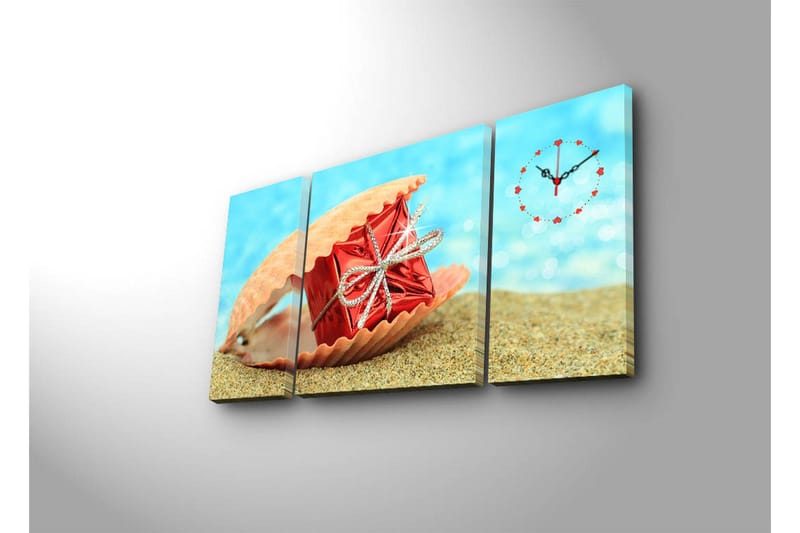 Dekorativ Canvasmålning med Klocka 3 Delar - Flerfärgad - Inredning - Väggdekor - Väggklocka & väggur